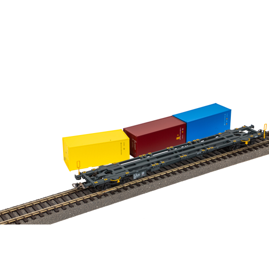 PIKO 24634 – Wagon platforma Sgnss ČD z 3 kontenerami, Epoka VI (H0, 1:87)